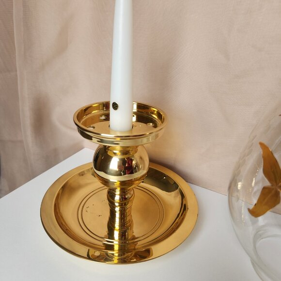 VINTAGE Partylite "Tuscany Lamp" Gold Leaf & Etched Grapes With Gold Pillar Base - Picture 10 of 13